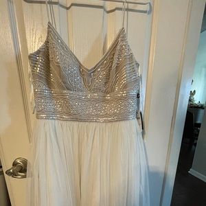 Adrianna Papell Beaded bodice fit and flair dress